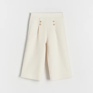 Spodnie i spodenki dla dziewczynek - Reserved - Spodnie z szeroką nogawką - Kremowy - grafika 1