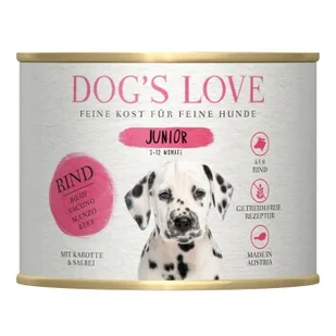 DOG'S LOVE Junior z wołowiną i marchewką 6x200 g - Mokra karma dla psów - miniaturka - grafika 1