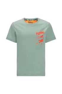 Koszulki dla dziewczynek - Jack Wolfskin t-shirt bawełniany dziecięcy VILLI T K kolor zielony wzorzysty - grafika 1