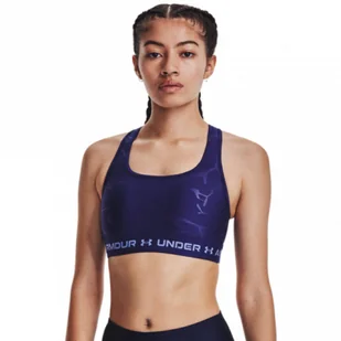 Biustonosz treningowy Under Armour Mid Crossback Emboss Sports Bra - niebieski - UNDER ARMOUR - Bielizna sportowa damska - miniaturka - grafika 1