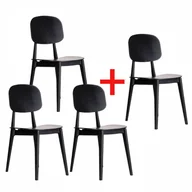 Krzesła - B2B Partner Plastikowe krzesło do jadalni SIMPLY 3+1 GRATIS, czarne 488077 - miniaturka - grafika 1