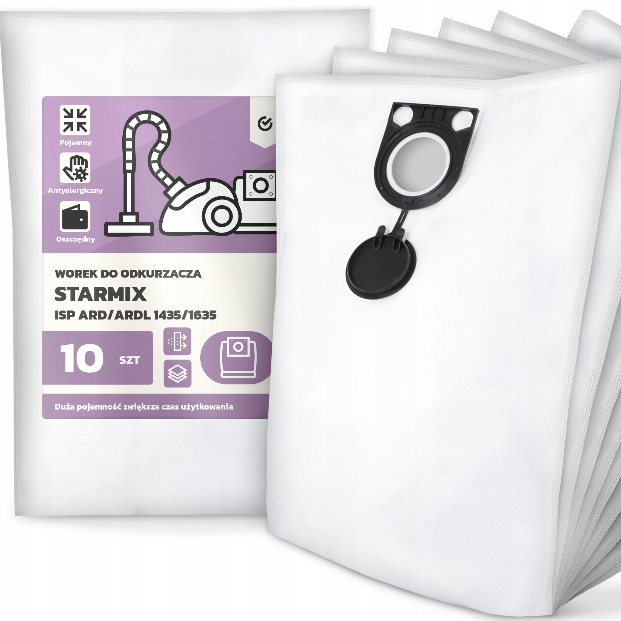 10x Worek do Odkurzacza Starmix Isp Ard/ardl 1435/1635 Syntetyczny Worki G9