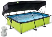 Baseny ogrodowe - Exit Basen ogrodowy stelażowy 300x200x65 cm limon z osłoną przeciwsłoneczną - miniaturka - grafika 1