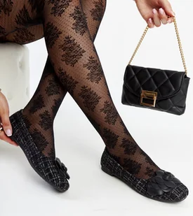 Czarne balerinki z ozdobnym kwiatkiem Mateja -38 - Baleriny - miniaturka - grafika 1