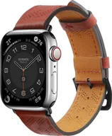 Akcesoria do smartwatchy - Strap Leather skórzany pasek Apple Watch SE, 8, 7, 6, 5, 4, 3, 2, 1 (41, 40, 38 mm) opaska bransoleta czerwony - miniaturka - grafika 1