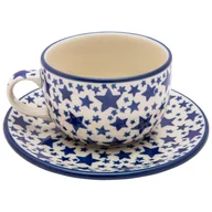 Filiżanki - FILIŻANKA do herbaty kawy 200 ml ze spodkiem - Ceramika Artystyczna Bolesławiec - miniaturka - grafika 1