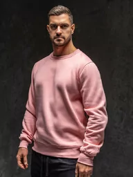Bluza męska bez kaptura jasnoróżowa Denley 2001A1 - Bluzy sportowe męskie - miniaturka - grafika 1