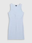 Sukienki - 4F Sukienka mini z prążkowanej dzianiny damska - niebieska M - miniaturka - grafika 1