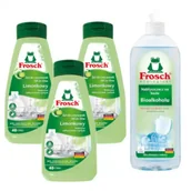 Środki do zmywarek - Frosch Limonkowy żel do mycia naczyń w zmywarkach + Nabłyszczacz na bazie Bioalkoholu Zestaw 3 x 650 ml + 750 ml - miniaturka - grafika 1