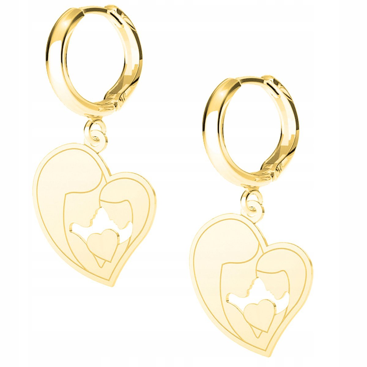 Kolczyki złote Serce Mama Córka 925