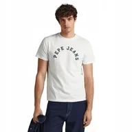 Koszulki męskie - PEPE JEANS KOSZULKA MĘSKA T-SHIRT WESTEND ECRU L - miniaturka - grafika 1