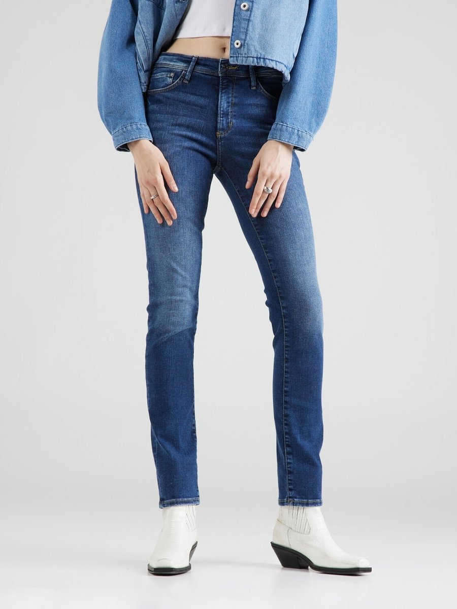 S.OLIVER JEANSY DAMSKIE RURKI NIEBIESKIE Z PRZETARCIAMI CASUAL 34/34 7CA