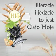 Ikony i obrazy sakralne - Baner na Boże Ciało "Bierzcie i jedzcie to jest Ciało Moje" 150x150 cm - miniaturka - grafika 1