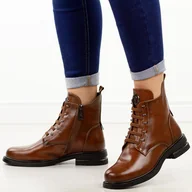 Botki damskie - Brązowe płaskie botki damskie Vinceza 58578 - miniaturka - grafika 1