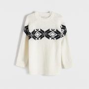 Swetry damskie - Reserved - Sweter z ozdobnym wzorem - Kremowy - miniaturka - grafika 1