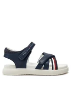 Buty dla dziewczynek - Tommy Hilfiger Sandały Strippes Velcro Sanadal T1A2-33234-0326 S Granatowy - miniaturka - grafika 1