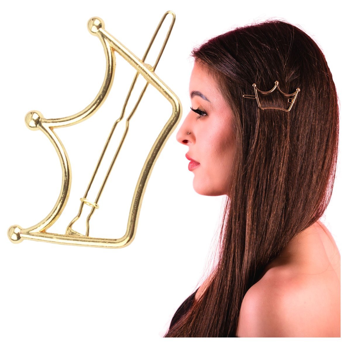 Spinka Wsuwka Złota do Włosów Ozdobna Korona Metalowa Lekka i Wytrzymała