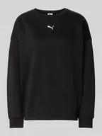 Bluzy damskie - Bluza o kroju oversized z wyhaftowanym logo - miniaturka - grafika 1