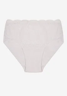Białe Bawełniane Majtki Figi z Koronkowymi Zdobieniami Idissa - Majtki damskie - miniaturka - grafika 1