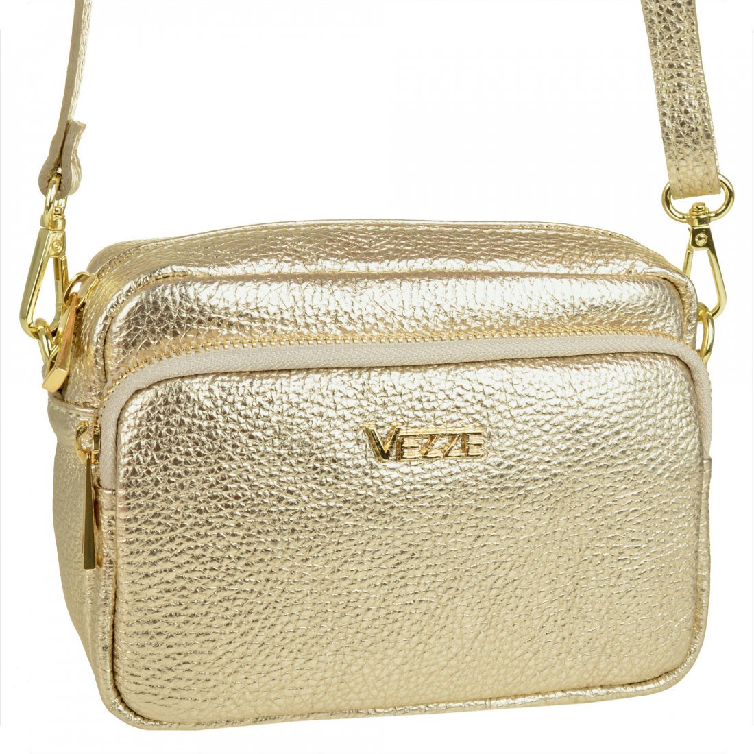 VEZZE mała skórzana listonoszka złota