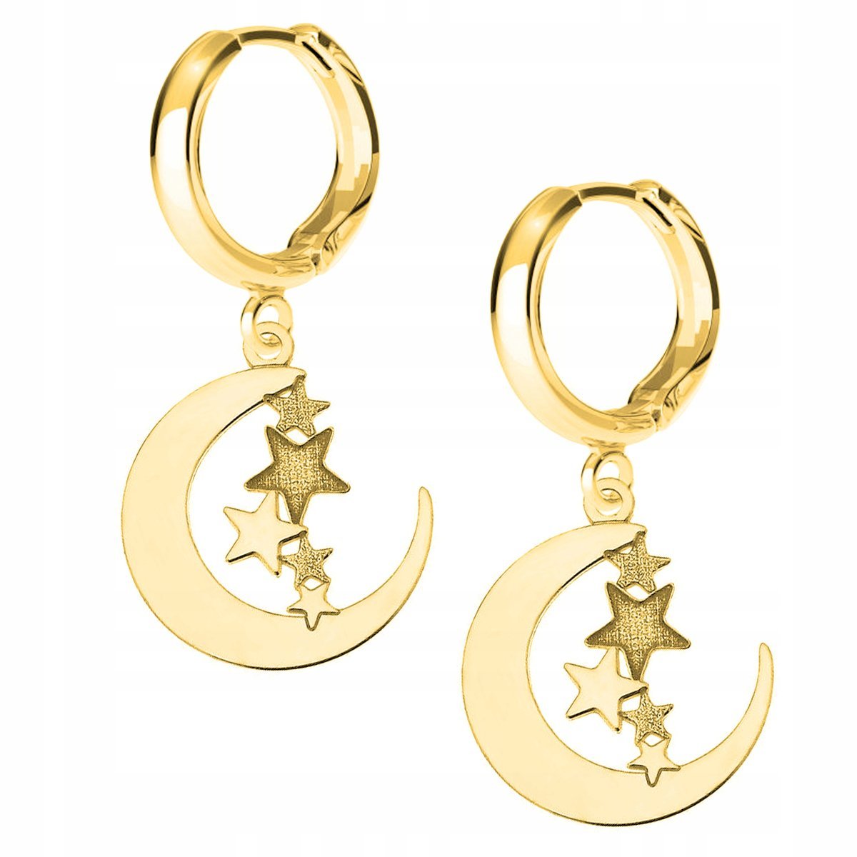 Kolczyki złote Księżyc Gwiazdki Stars Moon 925
