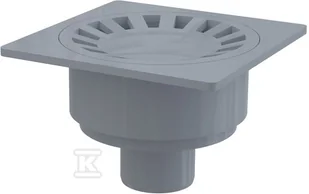Kratka ściekowa 150x150/50 mm odpływ pionowy, kratka szara, syfon mokry - Odwodnienia, kanały i akcesoria - miniaturka - grafika 1