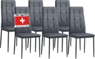 Krzesła - Zestaw 6 krzeseł do jadalni Albatros RIMINI, szary - Elegancki włoski design, tapicerowane krzesło z pokryciem z imitacji skóry, nowoczesne i stylowe przy stole jadalnym - krzesło kuchenne, krzesło do jadalni, duża nośność - miniaturka - grafika 1