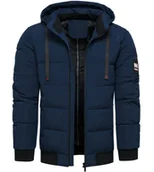 Kurtki męskie - Kurtka męska zimowa z odczepianym kapturem granatowa Recea - miniaturka - grafika 1