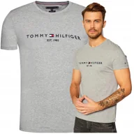 Koszulki męskie - Koszulka Męska Szara Bawełniana Tommy Hilfiger Est 1985 na Sportowo r.M - miniaturka - grafika 1