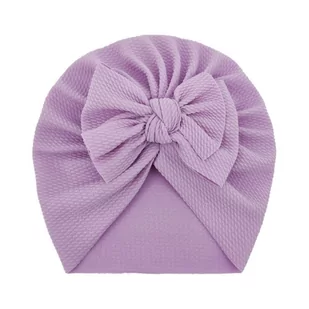 Turban niemowlęcy z kokardką, czapka dziewczęca, fioletowy - Ozdoby do włosów - miniaturka - grafika 1