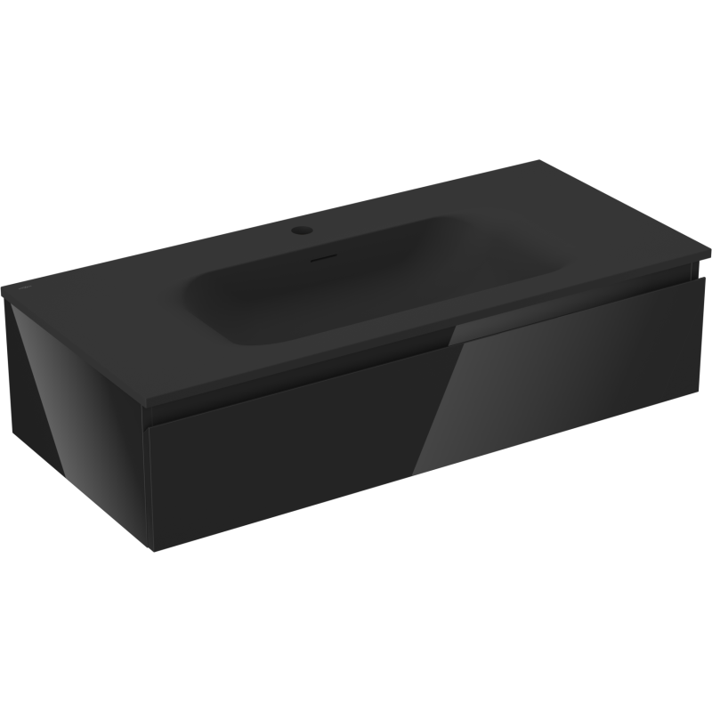 Mexen Orio szafka łazienkowa 100 cm z umywalką Vela, 1 szuflada, czarna połysk/czarna mat - 91A10-10023-1-BF70-W23M71