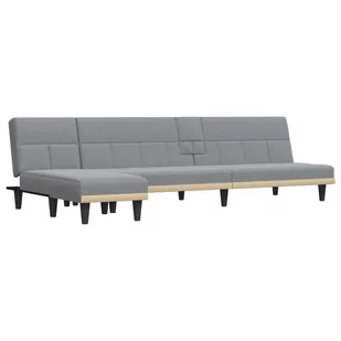 Sofa rozkładana L, jasnoszara, 255x140x70 cm, tkanina Lumarko! - Narożniki - miniaturka - grafika 3