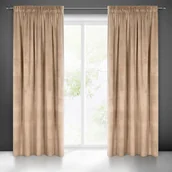 Zasłony - Zasłona welwet Melanie na taśmie 140x270 ciemnobeżowa Eurofirany - miniaturka - grafika 1
