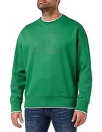 Bluzy męskie - Armani Exchange Męska bluza z długim rękawem, kwadratowe logo, Hem Contrast Line, Verdant Green, XS - miniaturka - grafika 1