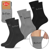 Skarpetki męskie - Lee Cooper Skarpety Męskie 3 pary Długie Bawełna Logo Szare Rozmiar 39-42 - miniaturka - grafika 1