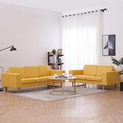 Komplety wypoczynkowe - vidaXL vidaXL Zestaw 2 sof tapicerowanych tkaniną, żółty - miniaturka - grafika 1