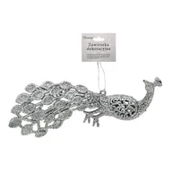 Ozdoby bożonarodzeniowe - Zawieszka paw 19 cm srebrny - miniaturka - grafika 1