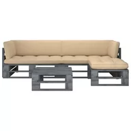 Meble ogrodowe - vidaXL 4-częściowy zestaw wypoczynkowy z palet, z poduszkami, szary 3066772 - miniaturka - grafika 1