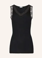 Koszulki i topy damskie - Hanro Top Woolen Lace Z Wełny Merino Z Koronką schwarz - miniaturka - grafika 1