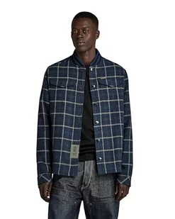 G-STAR RAW Męska kurtka bomber Collar Overshirt Jacket, Wielokolorowy (Rank Blue Dash Check D20662-d406-g085), XXL - Kurtki męskie - miniaturka - grafika 1