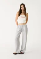 Spodnie damskie - Stradivarius Zwiewne spodnie w paski z lnem Brązowy M - miniaturka - grafika 1