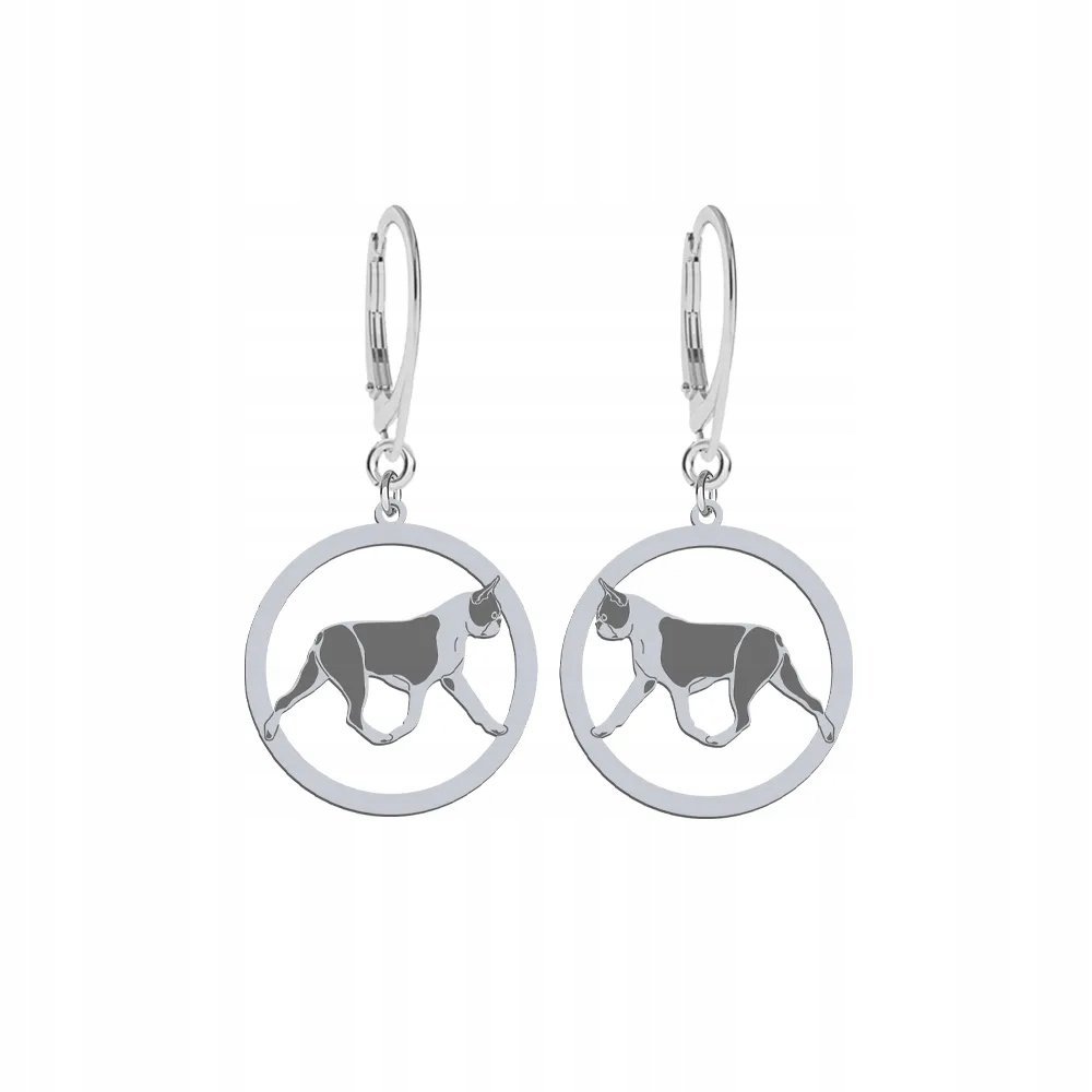 Kolczyki Srebrne Boston Terrier 925 Kobieta Prezent Biżuteria GRAWER GRATIS