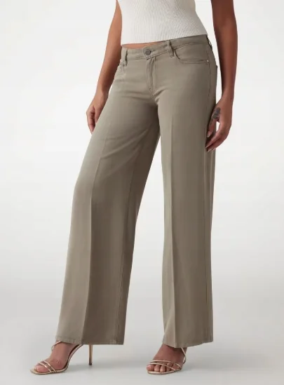 GUESS KHAKI SPODNIE CASUAL PROSTE Z ZAMKIEM LYOCELL 27/34 12CA