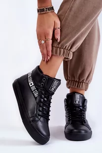 Damskie Wysokie Ocieplane Skórzane Trampki Big Star EE274355 Czarne-38 - Moda i Uroda OUTLET - miniaturka - grafika 1
