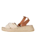 Sandały damskie - Pepe Jeans FOOTWEAR Skórzane sandały w kolorze beżowo-jasnobrązowym na koturnie - miniaturka - grafika 1