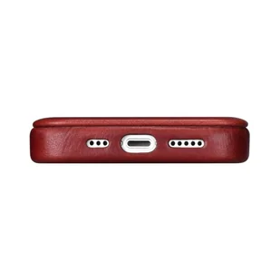 iCarer CE Oil Wax Premium Leather Folio Case skórzane etui iPhone 14 Pro z klapką magnetyczne MagSafe czerwony (AKI14220706-RD) - Etui i futerały do telefonów - miniaturka - grafika 11