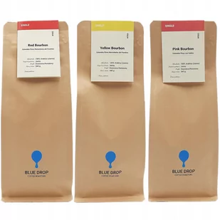 Kawa ziarnista Blue Drop 3 rodzaje Bourbonów RED/PINK/YELLOW - Kawa - miniaturka - grafika 1