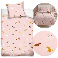 Pościel dla dzieci - PIESKI Różowa, DWUSTRONNA, bawełniana pościel dziecięca na zamek, 100% BAWEŁNA 160x200cm+70x80cm OEKO-TEX - miniaturka - grafika 1