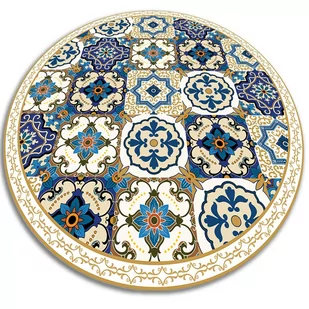 Mata winylowa do domu okrągła portugalskie kafelki fi50 cm - Dywany - miniaturka - grafika 1