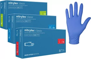 Nitrylowe rękawice ochronne - jednorazowe rękawiczki diagnostyczne - bezpudrowa powierzchnia, rolowany mankiet (Mercator Nitrylex Classic) - Meble i wyposażenie gabinetów medycznych - miniaturka - grafika 1